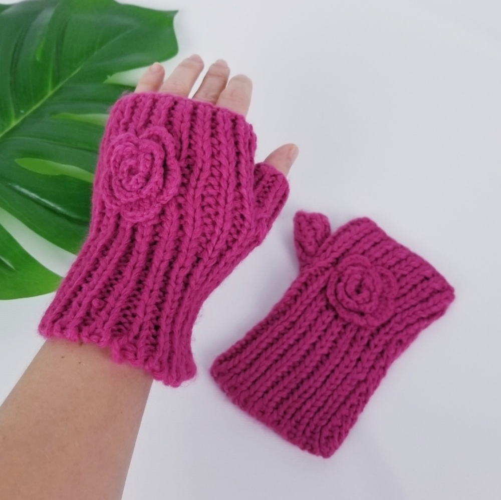 Lane Bryant Cable Knit Rose Hand Warmers